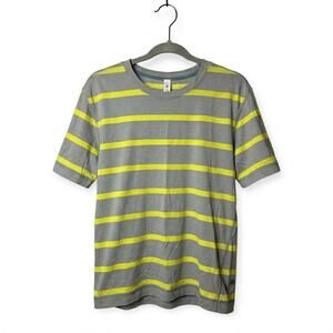 Lululemon Men's 5 Year Basic Tee - Grey Yellow Striped - Size Large